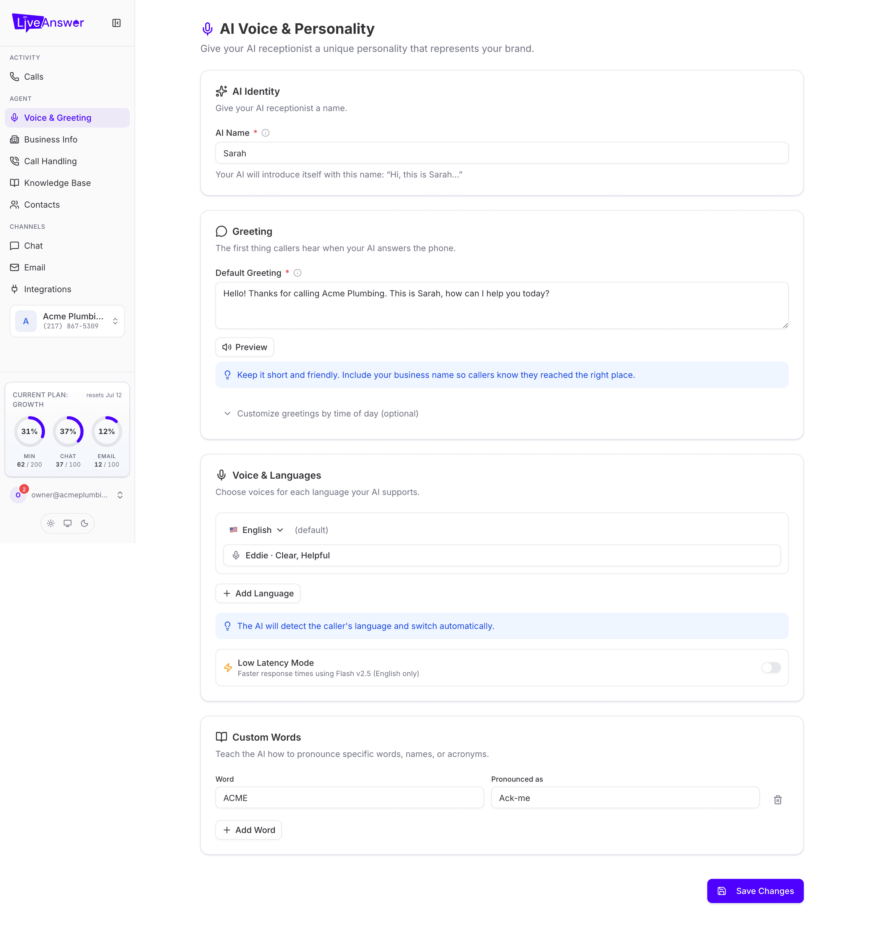AI Voice & Personality