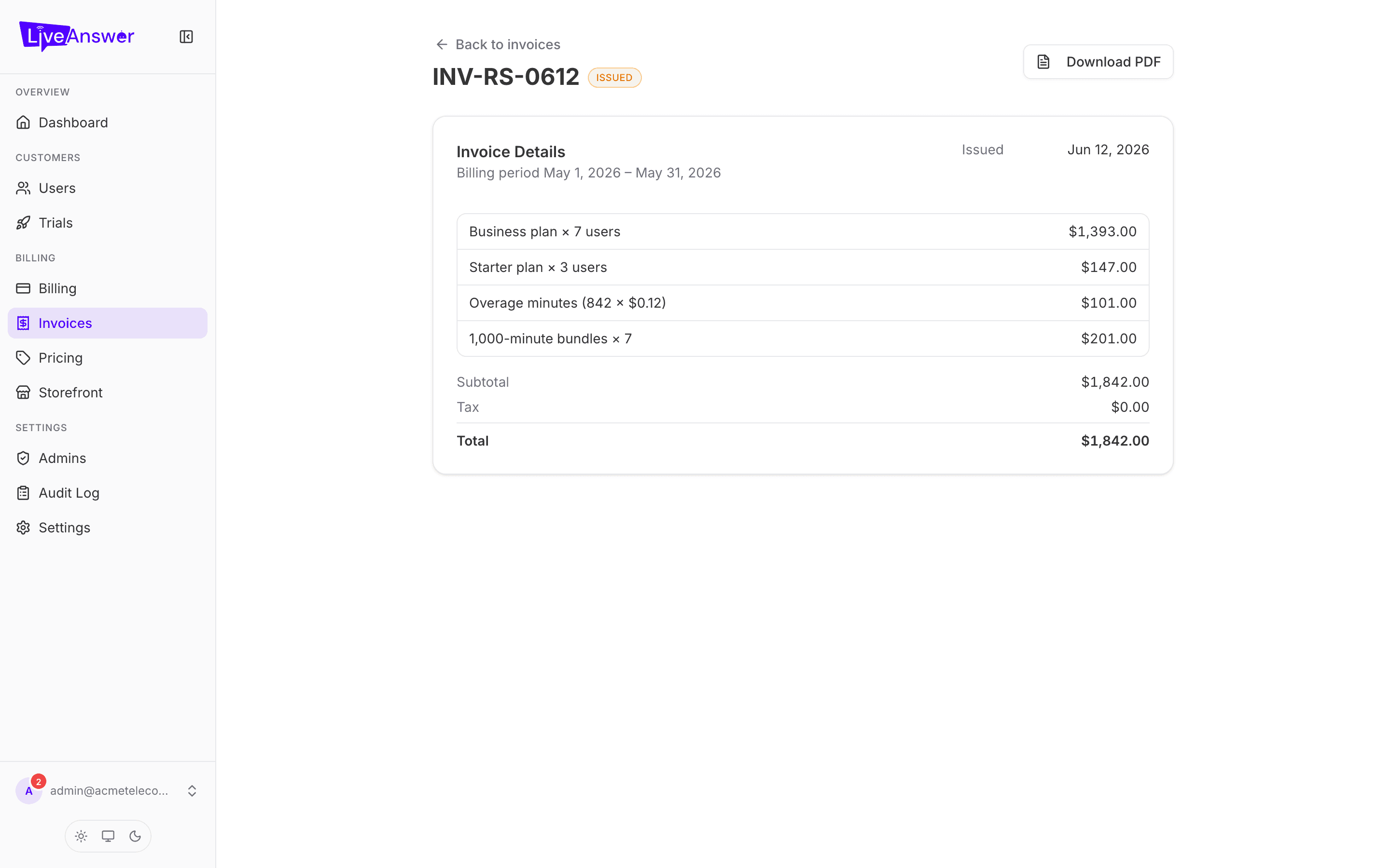 Invoice detail